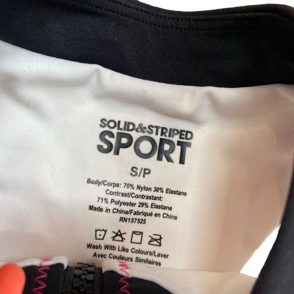 Solid & Stripe Sport Women’s S Trek High Neck Zip Front‎ Sports Bra White Sporty - Picture 7 of 8